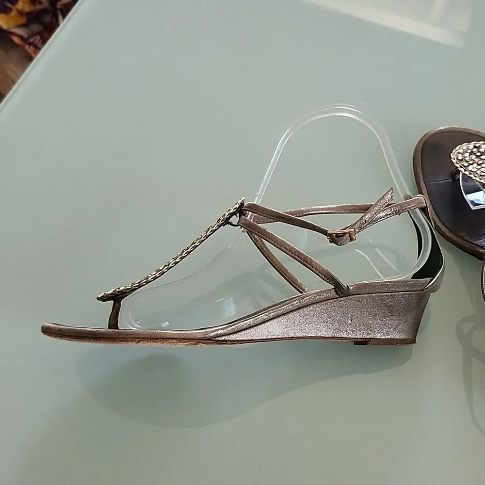 Giuseppe‎ Zanotti Crystal Embellished T-Strap Boho Luxe  Chic Sandals Size 39.5